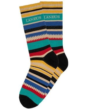 Laneus Striped-Pattern Socks - Black