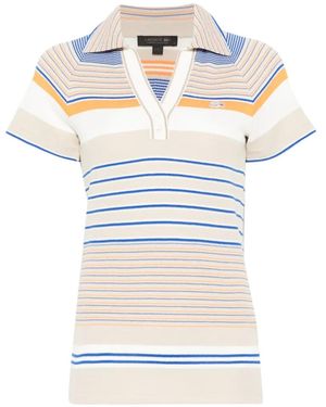 Lacoste Striped Collared Polo Top - White