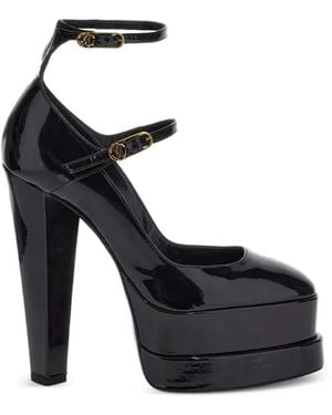 Roberto Cavalli Buckle Strap Platform Court Shoes - Black