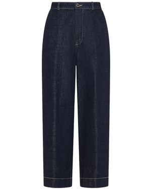 Seventy Contrast-Stitch Wide-Leg Jeans - Blue