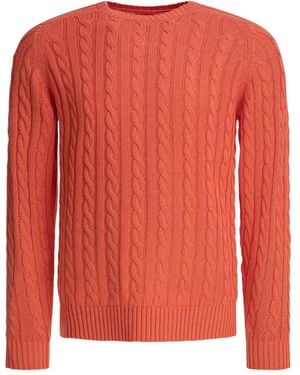 Beams Plus Cable-Knit Crew-Neck Sweater - Pink