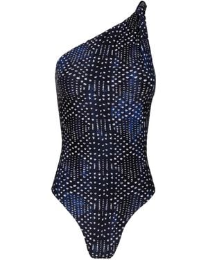 Lenny Niemeyer One-Shoulder Printed Swimsuit - Blue