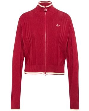 adidas Chevron-Knit Cardigan - Red