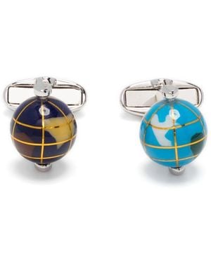 Paul Smith Engraved Logo Globe Brass Cufflinks - Blue