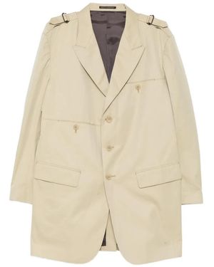 Yohji Yamamoto Buckle-Detail Peaked-Lapel Blazer - Natural