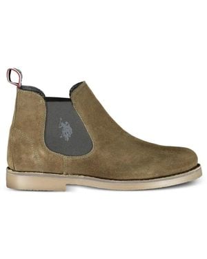 U.S. POLO ASSN. Round-Toe Suede Chelsea Boots - Green