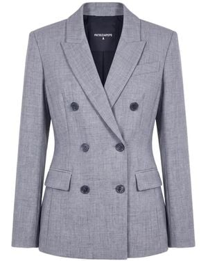 Patrizia Pepe Double-Breasted Stretch-Canvas Jacket - Blue