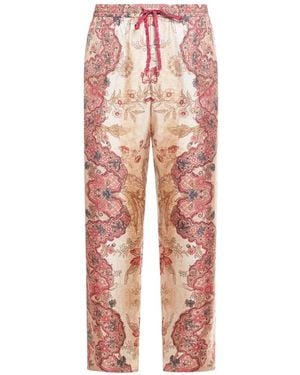Pierre Louis Mascia Floral-Pattern Drawstring-Fastening Trousers - Pink