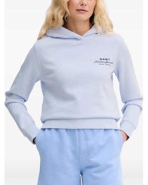 GANT Logo-Print Hoodie - Blue