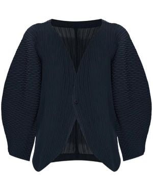 Issey Miyake Plissierter Cardigan - Blau