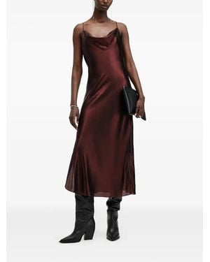 AllSaints Cowl-neck slip midi cocktail dress - Marrón