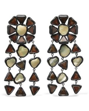 Tory Burch Pendientes Curiosity Chandelier - Blanco