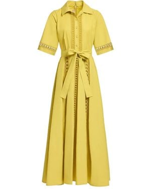 Elie Saab Trim-Embellished Shirt Maxi Dress - Yellow