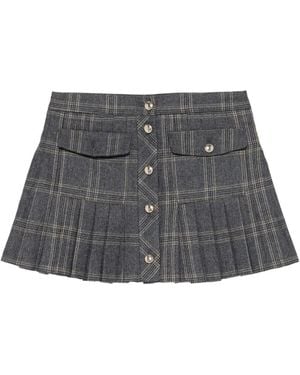 Maje Falda Corta A Cuadros Con Pliegues - Gris