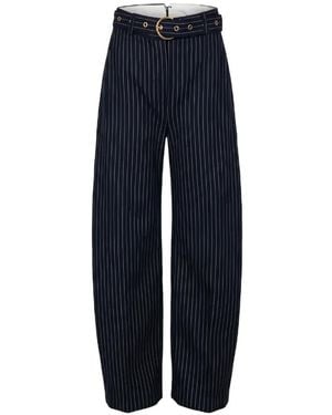Pinko Pinstripe-Pattern Belted Pants - Blue