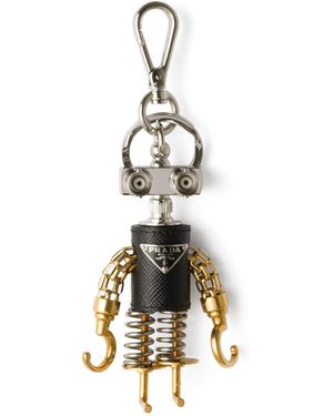 Prada Robot Taschenanhänger aus Saffiano-Leder - Weiß