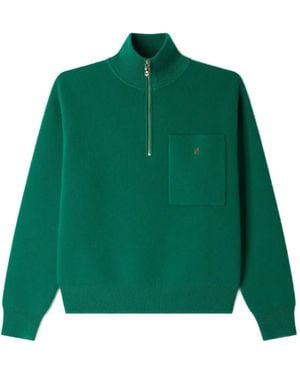 Sandro Half-Zip Chest-Pocket Sweatshirt - Green