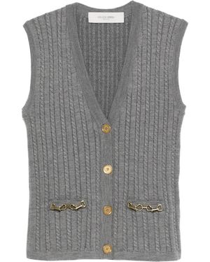 Golden Goose Cable-Knit Chain-Detail Vest - Grey