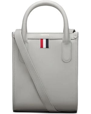 Thom Browne Small Vertical Logo-Detail Tote Bag - Grey