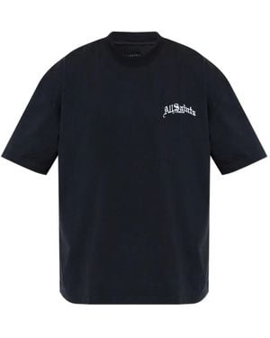AllSaints Logo-Print Short-Sleeve T-Shirt - Blue
