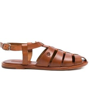Dragon Diffusion Woven Buckle-Fastening Sandals - Brown