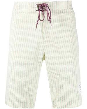 Thom Browne Costume Da Bagno A Righe - Bianco