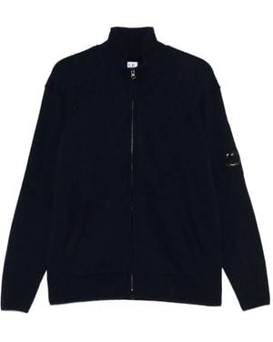 C.P. Company Lammwollcardigan Mit Reißverschluss - Blau