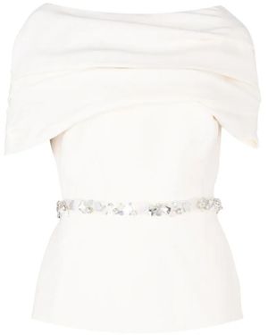 Safiyaa Loura Crystal-Embellished Off-Shoulder Blouse - White