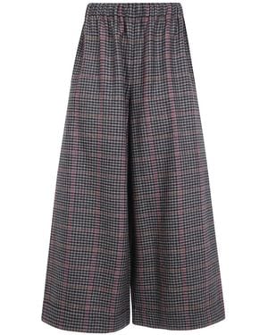 Daniela Gregis Check Wool Palazzo Pants - Gray