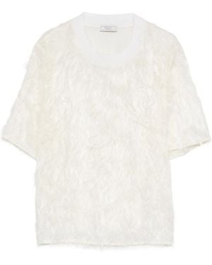 Peserico Fringed Crew-Neck T-Shirt - White