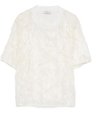 Peserico Fringed Crew-Neck T-Shirt - White