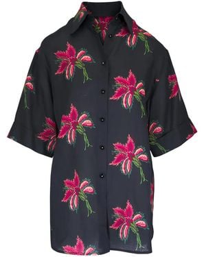 Valentino Garavani Floral Short-Sleeves Blouse - Black