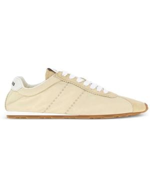 Miu Miu Plume Lace-Up Suede Trainers - White