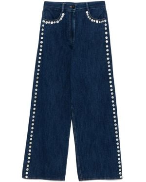 forte_forte Button-Detail Straight-Leg Jeans - Blue