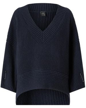 Pinko Ribbed V-Neck Jumper - Blue