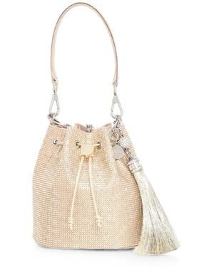 Judith Leiber Crystal-Embellished Tassel-Detail Bucket Bag - White
