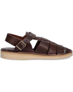 Fracap Leather Buckle Sandals - Brown