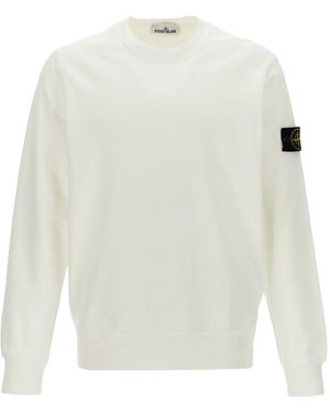 Stone Island Logo-Badge Crew-Neck Sweatshirt - White