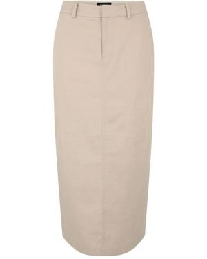 SER.O.YA Rear-Vent Midi Skirt - Natural