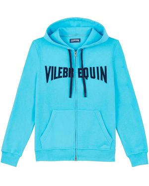 Vilebrequin Stitched-Logo Cotton Hoodie - Blue