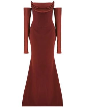 Rhea Costa Raven Off-Shoulder Maxi Dress - Red