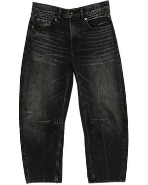 R13 Faded-Effect Barrel Jeans - Black