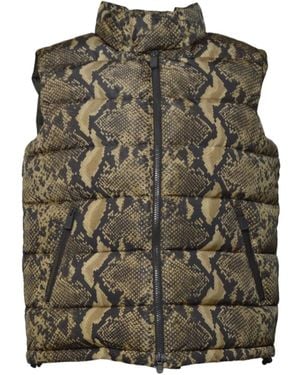Aspesi ジップアップ スネークプリント ベスト - グリーン