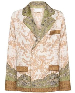 Pierre Louis Mascia Floral Paisley Silk Blazer - Natural