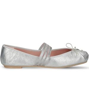 Pretty Ballerinas Leather Ballerina Shoes - Gray