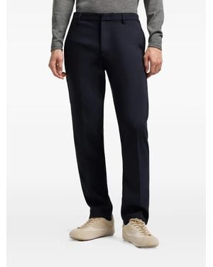 Emporio Armani Flat-Front Tailored Trousers - Blue