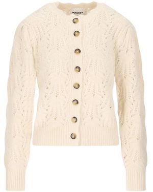 Isabel Marant Button-detailed lace-knit cardigan - Neutro