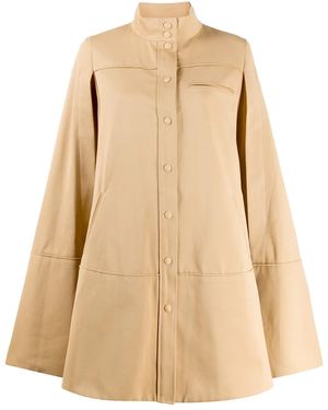 Courreges Cut-Out Sleeve Flared Coat - Natural