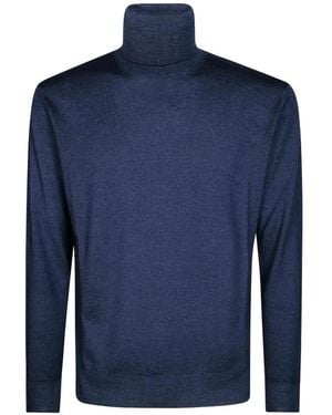 Altea Dolcevita Merino Rasata Roll-Neck Wool Sweater - Blue