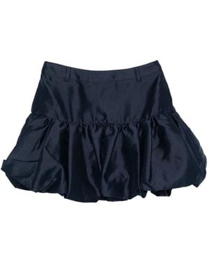 Self-Portrait Gathered Mini Skirt - Blue